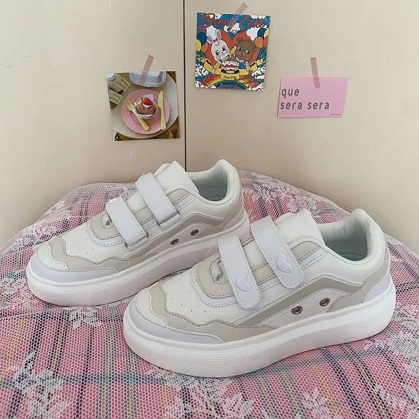 xiangtuibao Sweet lolita shoes vintage round head thick bottom cute college style Rainbow Marshmallow Love Heart sneakers kawaii shoes loli